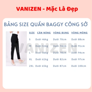 Quần tây nữ baggy vải loe công sở, suông lưng cao, vải tuyết mưa dày dặn - 124.679 VND