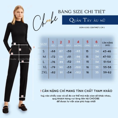 Quần tây nữ Choobe lưng cạp cao form chuẩn màu đen - Đồ âu công sở, đi học đẹp 8