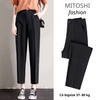 Quần Tây Nữ Công Sở Baggy Bigsize 80kg Lưng Cao, Vải Cao Cấp Hàn - 180k