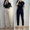 Quần Tây Nữ Công Sở Baggy Lưng Cao Đai Vuông Cúc Lệch Vải Tuyết Mưa Siêu Mềm Giá 83k 2