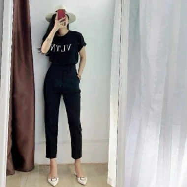 Quần Tây Nữ Công Sở Baggy Lưng Cao Đai Vuông Cúc Lệch Vải Tuyết Mưa Siêu Mềm Giá 83k 3