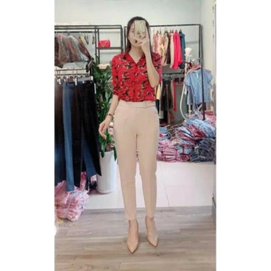 Quần Tây Nữ Công Sở Baggy Lưng Cao Đai Vuông Cúc Lệch Vải Tuyết Mưa Siêu Mềm Giá 83k 10