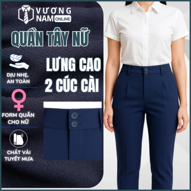 Quần tây nữ công sở lưng cao vải tuyết 2 nút chuẩn đẹp, giá 130k giảm mạnh