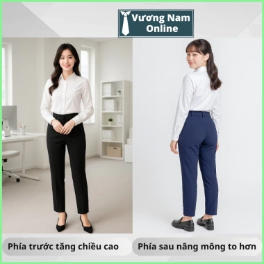 Quần tây nữ công sở lưng cao vải tuyết 2 nút chuẩn đẹp, giá 130k giảm mạnh