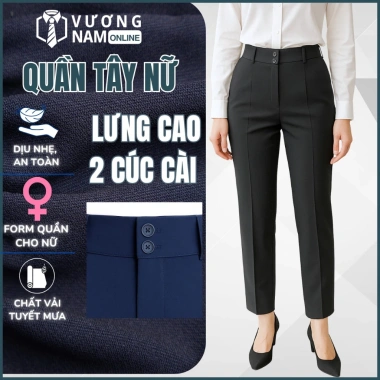 Quần tây nữ công sở lưng cao vải tuyết 2 nút chuẩn đẹp, giá 130k giảm mạnh