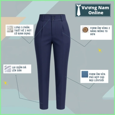 Quần tây nữ công sở lưng cao vải tuyết 2 nút chuẩn đẹp, giá 130k giảm mạnh 6 Quần tây nữ công sở lưng cao vải tuyết 2 nút chuẩn đẹp, giá 130k giảm mạnh 6