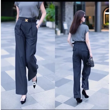 Quần tây nữ công sở ống suông rộng cạp cao vải trượt hàn - Giá ưu đãi 324.000 6