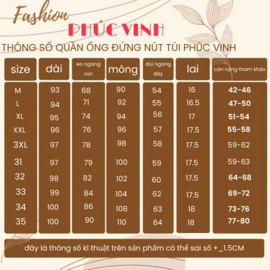 Quần tây nữ công sở PHÚC VINH ống đứng, size đại, lưng nút, túi, chỉ 179.000₫