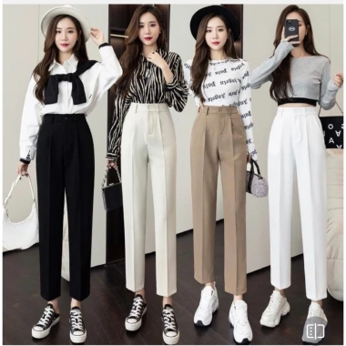 Quần tây nữ dài tuyết mưa lưng cao, chuẩn tôn dáng, đen kem trắng xanh BE - 120k