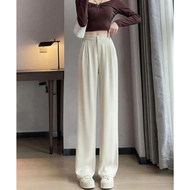 Quần Tây Nữ Dáng Suông Lưng Cao Gold Vải mềm mịn không nhăn, tôn dáng, dễ phối, chỉ 152k 4