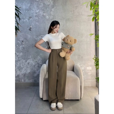 Quần Tây Nữ Dáng Suông Lưng Cao Gold Vải mềm mịn không nhăn, tôn dáng, dễ phối, chỉ 152k 7