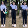 Quần tây nữ đi học 2 nút khuy cúc dọc, lưng cao dáng baggy, vải dày co giãn nhẹ, phù hợp học sinh cấp 3 - 69k
