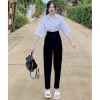 Quần tây nữ đi học 2 nút khuy cúc dọc, lưng cao dáng baggy, vải dày co giãn nhẹ, phù hợp học sinh cấp 3 - 69k 4