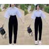 Quần tây nữ đi học 2 nút khuy cúc dọc, lưng cao dáng baggy, vải dày co giãn nhẹ, phù hợp học sinh cấp 3 - 69k 7