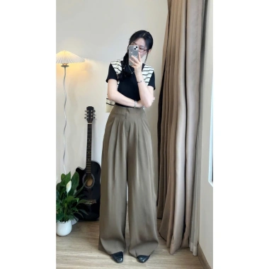 Quần tây nữ Gold Nhật, culottes công sở 2 cạp kép bigsize, cạp cao 105cm - 152.000₫