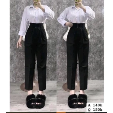 Quần Tây Nữ Lưng Cao 3 Nút Cài Vải Tuyết Mưa - Mềm Dáng Dân Công Sở, Giá 145k