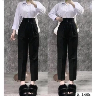 Quần Tây Nữ Lưng Cao 3 Nút Cài Vải Tuyết Mưa - Mềm Dáng Dân Công Sở, Giá 145k