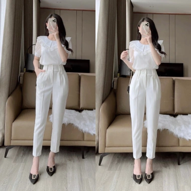 Quần Tây Nữ Lưng Cao Baggy Cạp Cao Tôn Dáng Ống Đứng Khóa Trước Giá 93K
