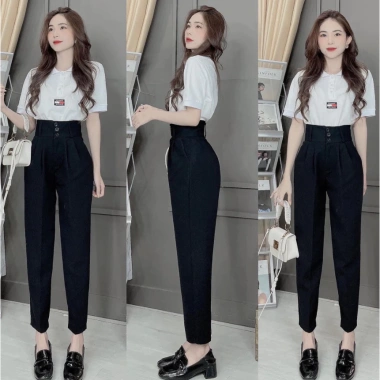 Quần Tây Nữ Lưng Cao Cạp Cao 3 Khuy Siêu Tôn Dáng Chuẩn Chất Vitex Dày Dặn 128k