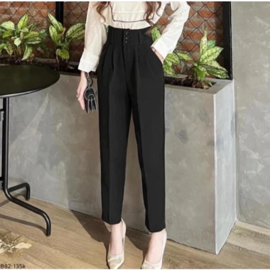 Quần Tây Nữ Lưng Cao Cạp Cao 3 Khuy Siêu Tôn Dáng Chuẩn Chất Vitex Dày Dặn 128k