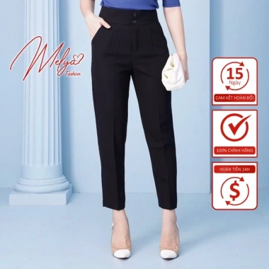 Quần tây nữ lưng cao cạp liền Melya cao cấp vải đẹp, baggy đen công sở - Giá ưu đãi 210.000 VND
