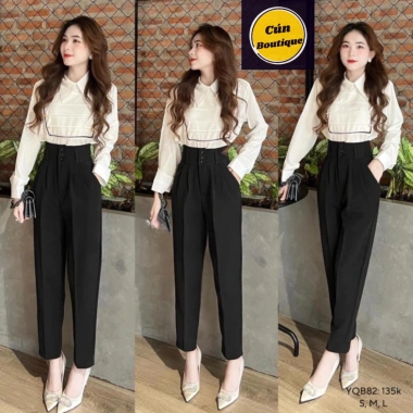 Quần tây nữ lưng cao công sở 3 khuy vải tuyết mưa mềm Giá chỉ 150.000đ 8 Quần tây nữ lưng cao công sở 3 khuy vải tuyết mưa mềm Giá chỉ 150.000đ 8