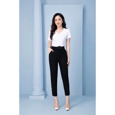 Quần tây nữ lưng cao đai dài cạp cao Melya cao cấp, baggy đen đi học đi làm - 260.000
