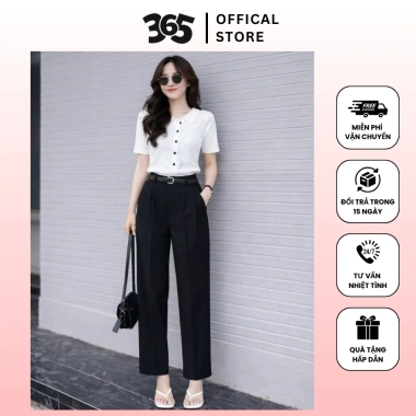 Quần Tây Nữ Lưng Cao, Vải Gold Hack, Dáng Thụng, Ly Giữa và Đai Thanh Lịch 319k