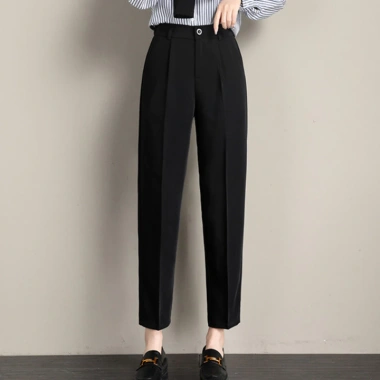 Quần tây nữ lưng cao Xưởng 3A - Đen & Xanh, baggy đứng form suông, có đai lưng, size lớn, giảm còn 89.000₫