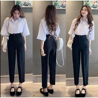 Quần tây nữ M30 PQM STORE lưng cao ống đứng baggy dài màu đen - Giá chỉ 145k