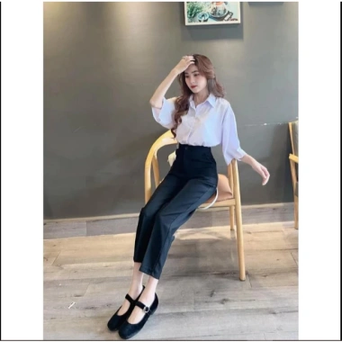 Quần tây nữ M30 PQM STORE lưng cao ống đứng baggy dài màu đen - Giá chỉ 145k