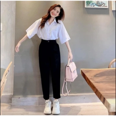 Quần tây nữ M30 PQM STORE lưng cao ống đứng baggy dài màu đen - Giá chỉ 145k
