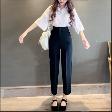 Quần tây nữ M30 PQM STORE lưng cao ống đứng baggy dài màu đen - Giá chỉ 145k