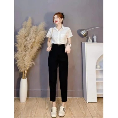Quần tây nữ M30 PQM STORE lưng cao ống đứng baggy dài màu đen - Giá chỉ 145k