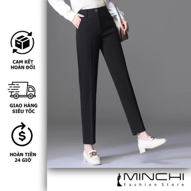 Quần tây nữ MinChi cạp cao đen công sở, form chuẩn tôn dáng, giá chỉ 185k
