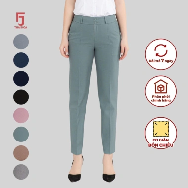 Quần tây nữ ống đứng cạp trung rốn FORM NHỎ 2 cúc 2 ly QAW2.016-R04 nhiều màu Thái Hòa - Giá 266k (tư vấn size)
