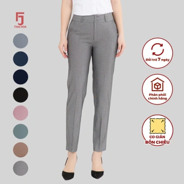 Quần tây nữ ống đứng cạp trung rốn FORM NHỎ 2 cúc 2 ly QAW2.016-R04 nhiều màu Thái Hòa - Giá 266k (tư vấn size)