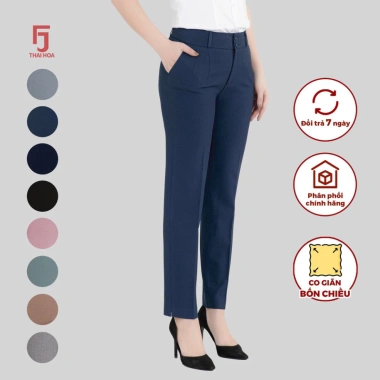 Quần tây nữ ống đứng cạp trung rốn FORM NHỎ 2 cúc 2 ly QAW2.016-R04 nhiều màu Thái Hòa - Giá 266k (tư vấn size)
