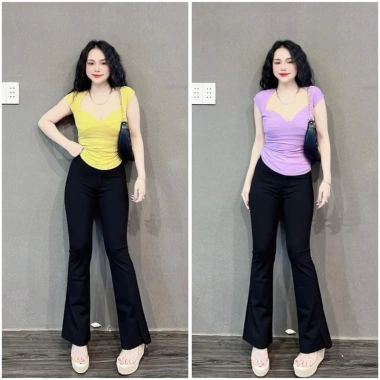 Quần tây nữ ống đứng dáng loe nhẹ vải UMI Hàn co giãn 4 chiều – Giá chỉ 199.000đ