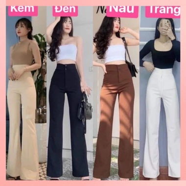 Quần Tây Nữ Ống Loe Lưng Cao Tuyết Mưa Song Anh Thanh Lịch Đi Làm Công Sở Đen/Trắng/Nâu/Kem Giá 158.000đ