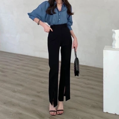 Quần tây nữ ống loe xẻ tà, lưng cao, dài, vải tuyết mưa cao cấp, chỉ 100k 7