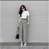 Quần Tây Nữ Ống Lửng 9 Tấc Xếp Ly Cạp Cao Dáng Băng Gây Công Sở Thanh Lịch 2