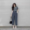 Quần Tây Nữ Ống Lửng 9 Tấc Xếp Ly Cạp Cao Dáng Băng Gây Công Sở Thanh Lịch 3