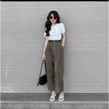 Quần Tây Nữ Ống Lửng 9 Tấc Xếp Ly Cạp Cao Dáng Băng Gây Công Sở Thanh Lịch 4 Quần Tây Nữ Ống Lửng 9 Tấc Xếp Ly Cạp Cao Dáng Băng Gây Công Sở Thanh Lịch 4