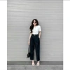 Quần Tây Nữ Ống Lửng 9 Tấc Xếp Ly Cạp Cao Dáng Băng Gây Công Sở Thanh Lịch 5