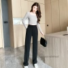 Quần Tây Nữ Ống Rộng Suông Bigsize Đen Lưng Thun Cao, Khóa Trước Co Giãn 6