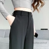 Quần Tây Nữ Ống Rộng Suông Bigsize Đen Lưng Thun Cao, Khóa Trước Co Giãn 8