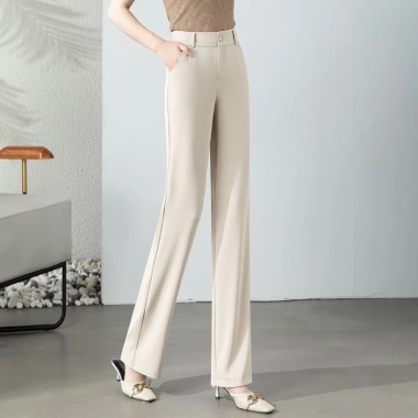 Quần tây nữ ống rộng suông cạp cao màu đen bigsize, 2 khuy, khóa kéo, chất dày co giãn, giảm còn 118.000₫