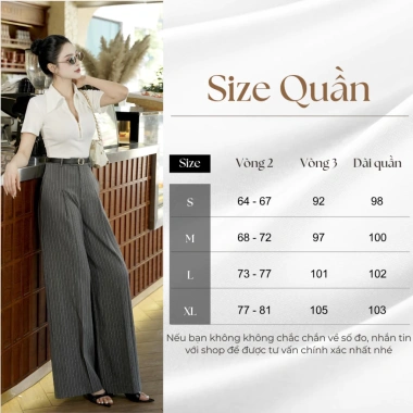 Quần tây nữ ống rộng suông kẻ sọc sang trọng - Công sở, vải đẹp, giá 305.000₫ 2 Quần tây nữ ống rộng suông kẻ sọc sang trọng - Công sở, vải đẹp, giá 305.000₫ 2