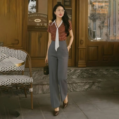 Quần tây nữ ống Suông công sở cao cấp, bigsize màu xám - Giá chỉ 218.000₫ 2